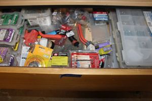 lot 266 image: Drawer full of Misc. hardware and tools