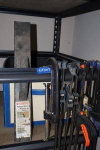 lot 207 image: Tools C-clamps, tapping block, battery cable (please preview)