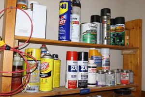 lot 219 image: Spray paints, cleaners as shown
