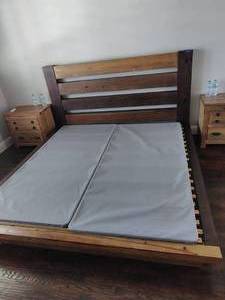 lot 99 image: Wooden king size bed frame only (matches 98, 100, and 102)