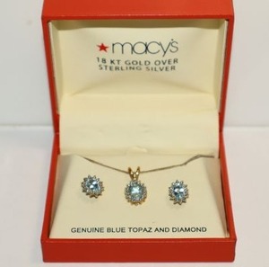 lot 16 image: Blue topaz and diamond in Macys box or so marked (preview is best)