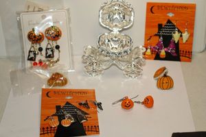 lot 17 image: Halloween fashion jewelry plus metal carriage style trinket box