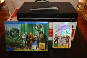 lot 81 image: Wizard of Oz Blu-Ray and DVD movies with DVD player
