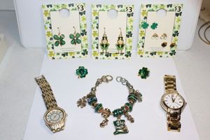 lot 115 image: Jewelry St. Patricks Day jewelry and watches