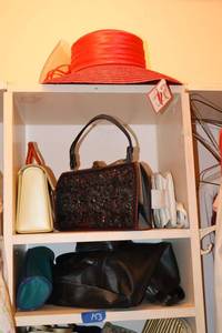 lot 153 image: Red hat, purses and shoes. See all photos
