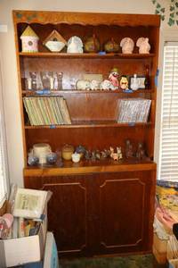 lot 179 image: Wood bookshelf unit only - 45x12x7ft. Tall
