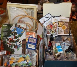 lot 212 image: Craft supplies and Cross-stitch kits