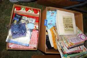 lot 215 image: Quilting magazines and fabrics