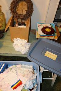 lot 220 image: Girls and dolls clothes, unpainted ceramics, craft supplies