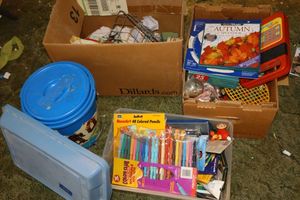 lot 219 image: Kids toys, markers and colored pencils, Vintage TYCO blocks