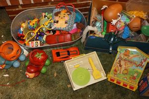 lot 194 image: Vintage toys with Mr. Potato Head, Fisher Price record player and more