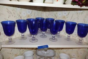 lot 232 image: Blue glass goblets