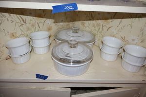 lot 233 image: French white cookware and Oneida ovenbrite ramekins