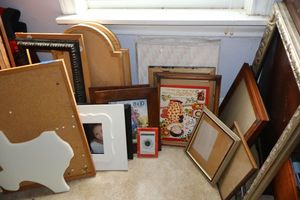 lot 334 image: Misc. picture frames, cork board and Texas shape cutting board
