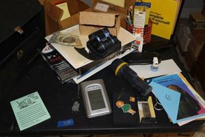 lot 339 image: Office supplies, greeting cards, binoculars, DIY manual book