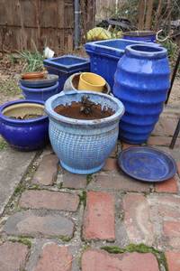 lot 359 image: Blue glazed plant pots