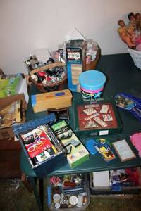lot 208 image: Vintage games, Dominoes, Doll and Wizard of Oz happy meal toys