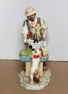 lot 36 image: Vintage Emmett Kelly Jr Flambro Porcelain Clown Figurine - Serving Dog Bones - hand signed