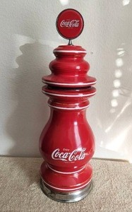 lot 1 image: Vintage ceramic-porcelain and metal collectible Coca Cola fountain tower - about 28 inches tall - very rare item - usually part of coke soda fountain