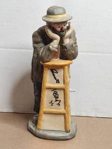 lot 147 image: Vintage Emmett Kelly Jr Flambro Porcelain Clown Figurine - Weary Willie - Why Me - signed and dated