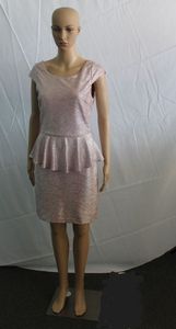 lot 3 image: Full Body Mannequin on a stand with Removable Head and Pink Party Dress as shown In Photos