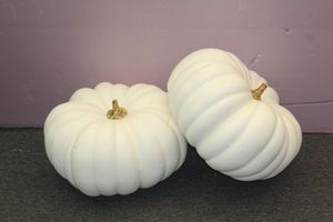 lot 12 image: Two Large Decorative White Pumpkins