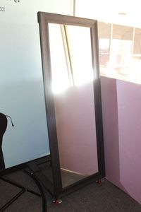 lot 16 image: Tall Mirror on Rolling Stand, approximately 6 ft