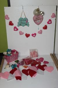 lot 57 image: Valentines Decorations, Garland, signs, flowers, Pink Rose Petals and More