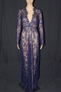 lot 70 image: Womens long Floor Length Navy Blue Lingerie Dress, Tag says XL, Looks Smaller. Looks Unworn