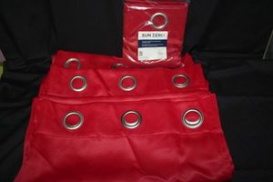lot 93 image: Four panels of Red Black out Curtains