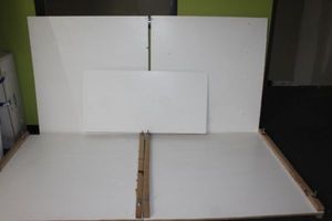 lot 108 image: Wood Pieces with handles, so many uses (large, deconstructed photo box pieces)