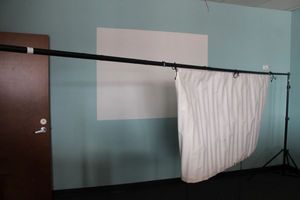 lot 105 image: Very Long Backdrop Stand, Can be purposed as Clothing Rack, or Stand-alone Curtain, so many uses (same photos used for multiple lots)