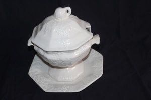 lot 123 image: Covered serving dish with underplate