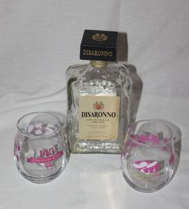 lot 125 image: Empty liquor&nbsp bottle and two Kentucky Derby stemless wine glasses