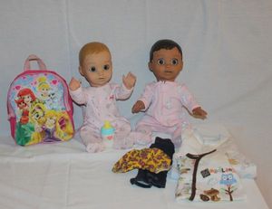 lot 128 image: Two Interactive Baby Dolls and more, Tested but needs Batteries