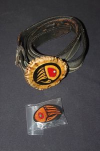lot 179 image: Native American Designed Belt and Belt Buckle with Matching Money Clip