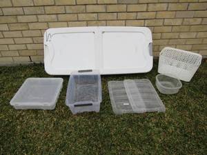 lot 503 image: low profile plastic storage with lid, and other plastic storage boxes