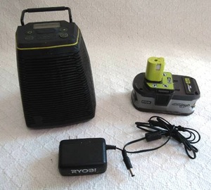 lot 560 image: Ryobi wireless speaker with hybrid power system model P760. Yes it works