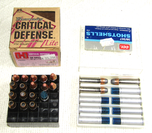 lot 665 image: Hornady Critical Defense .38 Special pistol ammunition, CCI .357.38 Shotshells, plus .38 hollow point ammunition
