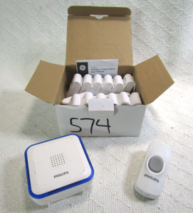 lot 574 image: GE indoor audible window door alarms and Philips wireless door bell. Yes it works