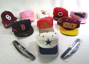 lot 578 image: Sports caps including Washington Redskins, Dallas Cowboys, OU plus