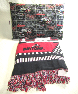lot 599 image: NASCAR Dale Earnhardt throw blanket and matching pillow