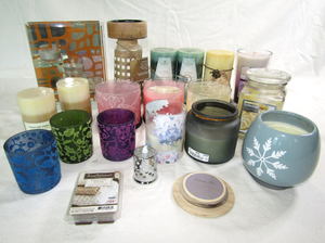 lot 608 image: Assorted candles and holders as shown