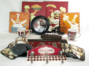 lot 610 image: Matching Chef theme kitchen and decor items
