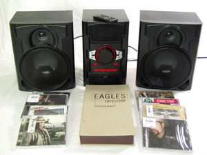 lot 617 image: Onn groove 200W CD Stereo System with Bluetooth Wireless model 100008724. Yes it works Also includes Eagles 1972-1999 CD set and unopened CDs