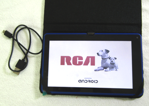 lot 630 image: RCA Voyager II touch screen tablet model RCT6773W22 (Powers on), includes carry case and charge cord
