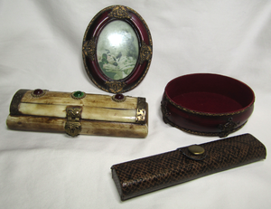 lot 635 image: Solid bone trinketjewelry box, plus two others as shown