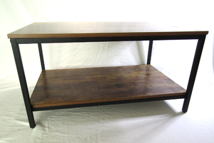 lot 685 image: Accent table laminated top and shelf, 32 wide x 20 deep x 17 tall