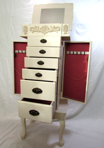 lot 674 image: Jewelry armoire with side and top storage and cabriolet legs