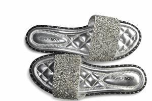 lot 4 image: Fashion Nova Rhinestone Sandals  Womens Size 8  Glitter Slide Style